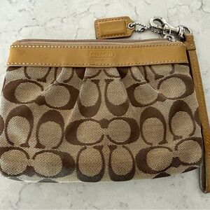 Coach Brown and Tan Wristlet